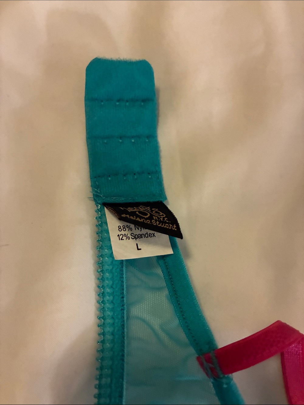 Only Hearts Teal & Black Sheer Underwire Bra with Pink Straps - Picture 4 of 4
